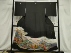 平和屋着物■豪華黒留袖　作家物　手描き　飛騨跡　暈し染め　金彩　正絹　逸品　CABB7293dy