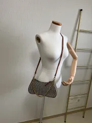 新) ハウンドトゥース チェック ミニ ショルダーバッグ