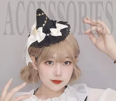 魔女帽 ヘアクリップ レース リボン ロリータ  ヘッドドレス  可愛い  ヘアアクセサリー