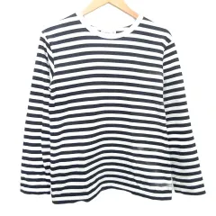 アニエスベー agnes b. ボーダー Tシャツ カットソー 長袖 T2 M相当 黒 ブラック A0107