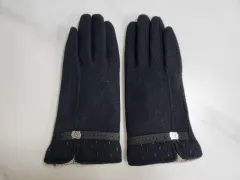 レノマ ブラック レディース ウール ファー 手袋 (s)
