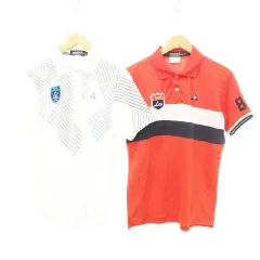 ルコックスポルティフ le coq sportif ポロシャツ 2点セット おまとめ ワンポイント 半袖 Mサイズ 白 ホワイト 赤 レッド