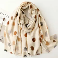 ストール レディース 大判 水玉 ドット ベージュ ブラウン グレー 水彩画風 暖色系 上品 フェミニン 可愛い 優雅 柔らかい おしゃれ 巻き方自由 普段使い お出かけ デート パーティー プレゼント ギフト バレンタイン 彼女 送料無料