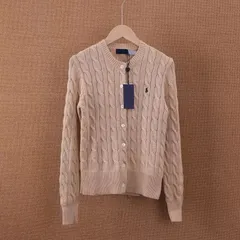 POLO Ralph Lauren ポロラルフローレン ロゴボタン長袖ケーブルニットカーディガン ニットトップス ブラウン レディース 長袖 輸入