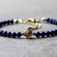 ブラジル産太陽放射タイチンルチルクォーツ / ラピスラズリ 瑠璃 天然石アクセサリー お守り パワーストーン ブレスレット　- suzukaze22