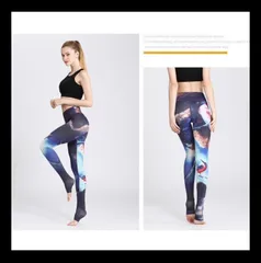 土日祝発送 長め レギンス 美しい!　Mサイズ紫・ブルー・白・紺など　花柄 フラワー プリント 高品質 かかとまでカバー可能　ハイウエスト 美脚 脚長効果  ヨガ ダンス ジム ランニング バレエ ピラティス
