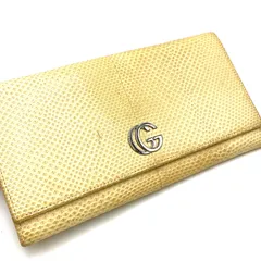 GUCCI グッチ　GGマーモント　財布　ウォレット　ロング　レザー　ベージュ系　ヴィンテージ