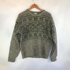 90s L.L.Bean ノルディック柄ウールニットセーター メンズ M グリーン 3092202601080090