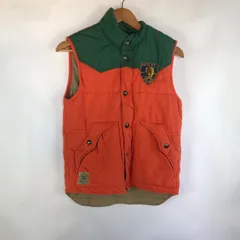 POLO RALPH LAUREN インディアンヘッドワッペン付きベスト メンズ S オレンジ×グリーン 3092202601080091