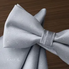 蝶ネクタイ 新郎小物  2点セット / メンズ タキシード フォーマル / シルバー ネイビー ブラック