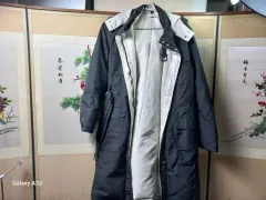 ブラック ロング ダウン コート フード 取り外し 可能