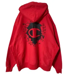 チャンピオン レッド 赤 リバースウィーブ パーカー オーバーサイズ プリント 2XL スウェット レディース ユニセックス メンズ 古着 長袖