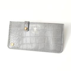 【中古】ADMJ アクセソワ 美品 ウォレット チェーン クロコ型押し 財布 小銭入れ お札入れ レザー アイボリー ADMJアクセソワ エーディーエムジェイ クロコ型押し スリムウォレット