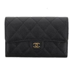 CHANEL シャネル マトラッセ ミディアム フラップ ウォレット キャビアスキン 三つ折り財布 AP0232 レディース レザー ブラック/ワインレッド 【中古】