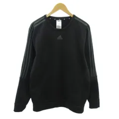 アディダス adidas スウェット トレーナー ロゴ プリント スリーストライプ 長袖 2XL 黒 ブラック 0109