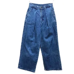S【 超美品 |GU / ジーユー 】Sサイズ デニム バギージーンズ ワイドパンツ ブルー 青 紺 インディゴ レディース ボトムス ハイウエスト タック入り 脚長効果 美シルエット T601_23E3115