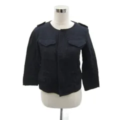 ビームスハート BEAMS HEART ノーカラージャケット 0 S 紺 ネイビー 七分袖 エポレット ショート丈 /YS45 ■GY58