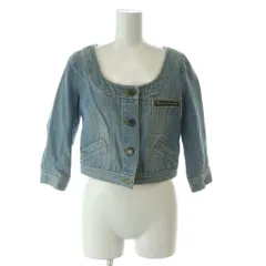 ジルスチュアート JILL STUART デニムジャケット Gジャン ノーカラー ウォッシュ加工 長袖 S 水色 ライトブルー /KW ■GY60