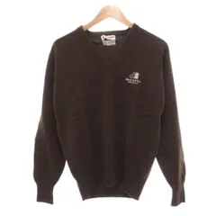 BLACK&WHITE ヴィンテージ ニット セーター Vネック 長袖 L 茶 ブラウン /NL ■GY60