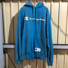 1438 Champion パーカー ブルー XL チャンピオン スウェット 刺繍ロゴ 古着卸 アメリカ仕入