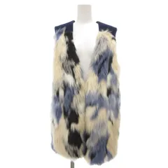 オティウム OTIUM 美品 フェイクファー ニットベスト ノーカラー M マルチカラー /YJ ■GY59