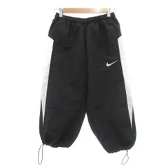 ナイキ NIKE トラックパンツ ドローコード クロップド丈 ロゴ刺繍 S 黒 ブラック 白 ホワイト /YJ ■GY59