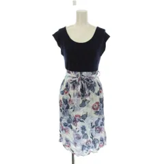 マターナルアメリカ Maternal America ワンピース S ネイビー ワインレッド ピンク 白 ホワイト 水色 ライトブルー 半袖 花柄 リボンベルト /LP ■GY58