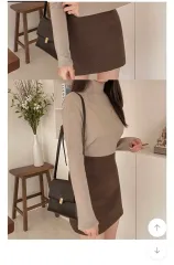 ほぼ新品 ウール ジャケット スカート セットアップ ブラウン ウール キルティング 裏地