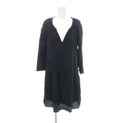 コントワーデコトニエ COMPTOIR DES COTONNIERS 美品 ワンピース XS 水色 総柄 Vネック ひざ丈 七分袖 124351 /HW ■GY06