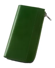 財布 メンズ 長財布 栃木レザー 本革 18cm 短い長財布 L字 YKKファスナー 一流の財布職人が作る 紳士用 さいふ 父の日 サイフ 小銭入れ ダークグリーン (グリーン)