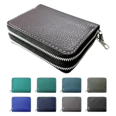 本革 財布 メンズ 小銭入れ 札入れ カード収納 ラウンドファスナー 蛇腹ダブルファスナー財布 大容量 ベーシックダンディ スチールグレー