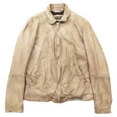DOLCE&GABBANA ドルチェ＆ガッバーナ レザージャケット ジップアップ ロゴ メタルプレート ラムスキン ブルゾン アウターメンズ サイズ 46 ベージュ イタリア製