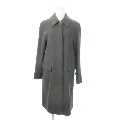 バーバリーズブルーレーベル Burberry's BLUE LABEL ステンカラーコート ロング フロントボタン 比翼 カシミヤ混 ロゴ刻印ボタン 40 L グレー /MN10