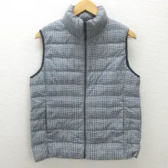 K■ユニクロ/UNIQLO 千鳥格子柄 ウルトラライトダウンベスト【XL】LADIES■24S【中古】