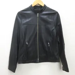 K■コムサイズム/COMME CA ISM 羊革ラムレザー シングルライダースジャケット【S】黒/MENS■28【中古】