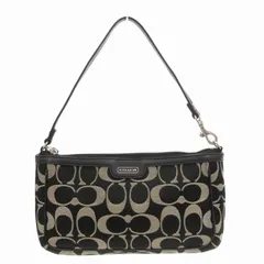コーチ COACH シグネチャー ハンドバッグ ポーチ マルチケース 肩掛け ロゴ キャンバス 黒 ブラック ベージュ /GV ■GY11