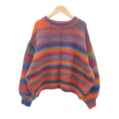 シンプリシテェ SIMPLICITE ニット セーター 長袖 ラウンドネック マルチカラー オーバーサイズ オレンジ ネイビー /SY8 ■GY59