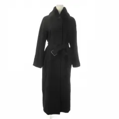 23区 オンワード樫山 ステンカラーコート ロング丈 アンゴラ混 ファーカラー ラビットファー 毛皮 ベルト 38 M 黒 ブラック /AO15 ■GY18