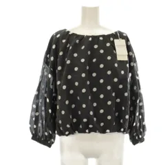 グリーンレーベルリラクシング ユナイテッドアローズ green label relaxing バルーンスリーブ ブラウス シャツ F グレー ドット柄 ギャザーネック 長袖 /JP