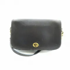 コーチ COACH オールドコーチ ヴィンテージ USA アメリカ製 ショルダーバッグ 斜めがけ ロゴ レザー 黒 ブラック 9755 ■GY18 /MQ