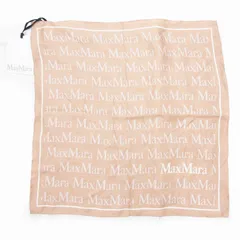 マックスマーラ MAX MARA タグ付き CAMMEO MM 白タグ スカーフ ロゴ 総柄 シルク 絹100％ ピンクベージュ /OUのサムネイル
