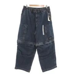 ジーユー GU タグ付き 24AW UNDERCOVER デニムコンバーチブルワイドカーゴパンツ XL イージー ロゴ インディゴブルー 321-352707 /AE