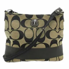 コーチ COACH F19220 シグネチャー ショルダーバッグ 斜め掛け クロスボディ キャンバス ベージュ 黒 ブラック /GV