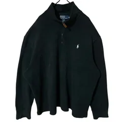 ハーフジップ ブラック 黒 ラルフローレン 2XL オーバーサイズ ワンポイント トレーナー スウェット レディース ユニセックス メンズ 古着 長袖