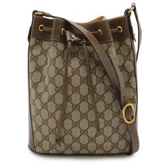 GUCCI グッチ オールドグッチ GGプラス シェリーライン ショルダーバッグ 巾着バッグ PVC レザー ベージュ モカブラウン 41.02.034