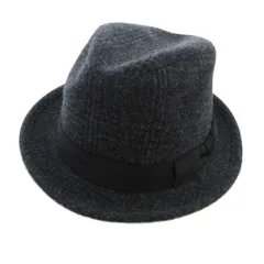 カシラ CA4LA 中折れハット ウール グレー チェック柄 リボン /IU