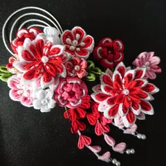 つまみ細工の髪飾りセット/赤系&ピンク系/七五三/結婚式/卒業式
