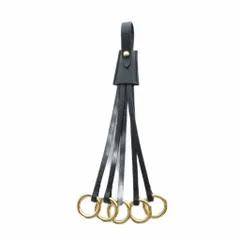 プラダ PRADA バッグチャーム 5連 ストラップ キーリング レザー ゴールド金具 黒 ブラック ■GY19 /MQ ■OH