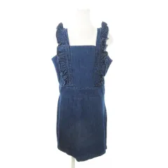 グレイル GRL デニムジャンパースカート ワンピース タイト ミニ フリル コットン M 青 ブルー /MN11 ■GY99