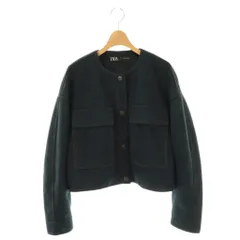 ザラ ZARA ノーカラージャケット フェイクスエード M ネイビー /DF ■OS